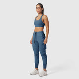 Tetra-Lite Cargo High Rib Jogger in storm blue, worn by model, full-length front view