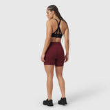 LYCRA® ADAPTIV Biker Short in Crimson, worn by model in back view