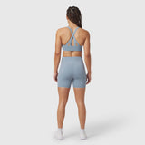 LYCRA® ADAPTIV Biker Short in Light Sky, back view on model
