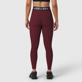 W071 Lycra Ribbed Legging in crimson, worn by model from waist down, back view
