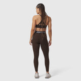 W071 Lycra Ribbed Legging in Dark Earth, back view on model