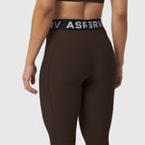 W071 Lycra Ribbed Legging in Dark Earth, worn by model, back view