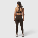 W072 LYCRA® ADAPTIV 4 Pocket Legging in Dark Earth, back view on model