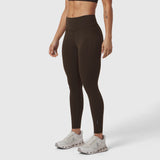 W072 LYCRA® ADAPTIV 4 Pocket Legging in Dark Earth, modeled from front