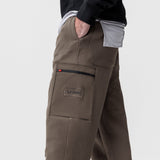 Tech-Terry Cinch Cargo Jogger in Deep Taupe, worn by model showing side pocket detail