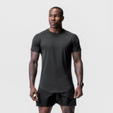 Black Core Mesh Established Tee worn by model, front view