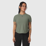 Sage green Laser-Vent Established Tee on model, front view