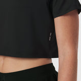 AeroSilver® Cropped Tee in black, worn by model showing side view