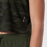 AeroSilver® Tank Top in Dark Camo worn by model, side detail view