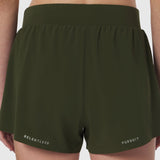 Aerotex Side Split Run Short in olive, back view on model