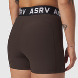 LYCRA® Ribbed Short in Dark Earth, back view on model
