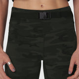 W030 LYCRA® 3-in-1 Legging in dark camo, worn with belt detail at waist