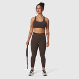 W030 LYCRA® 3-in-1 Legging in Dark Earth, model wearing full-length view with jump rope
