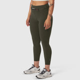 W030 Lycra 3-in-1 Legging in olive worn by model, side view