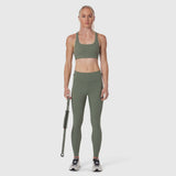 W030 LYCRA® 3-in-1 Legging in sage, model wearing full outfit front view
