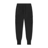 Flatlay of Tetra-Lite Cargo High Rib Jogger in black, front view