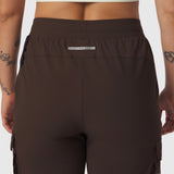 Tetra-Lite Cargo High Rib Jogger in Dark Earth, back view on model