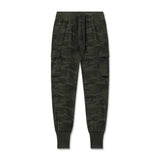 flatlay Tetra-Lite Cargo High Rib Jogger in dark camo, front view