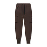flatlay Tetra-Lite® Cargo High Rib Jogger in dark brown, front view