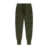 flatlay Tetra-Lite Cargo High Rib Jogger in olive, front view