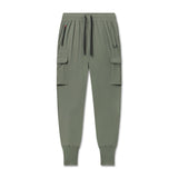 flatlay Tetra-Lite Cargo High Rib Jogger in sage, front view