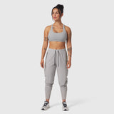 Tetra-Lite Cargo High Rib Jogger in Slate Grey, worn by model, front view