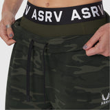 Sorona® Terry Straight Leg Sweats in Dark Camo, worn by model showing waistband detail