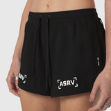 Tetra-Lite Linerless Short in black with 'Bracket' logo, worn by model, front view
