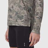 W052 Polartec® Delta Longsleeve in digital camo worn with black shorts, front detail view