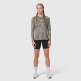 Polartec® Delta Longsleeve in digital camo worn with black shorts, front view