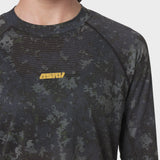Polartec Delta longsleeve in pixel camo grey worn by model, front view