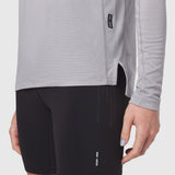 Polartec® Delta Longsleeve in slate grey worn with black shorts, detail view