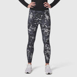 W055 Lycra Ribbed Running Tight in pixel camo worn by model, front view