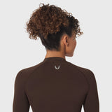 LYCRA® ADAPTIV Baselayer Longsleeve in dark brown, back view on model