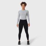 LYCRA® ADAPTIV Baselayer Longsleeve in slate grey, worn with black leggings, front view