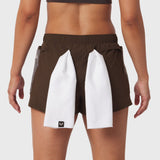 Tetra-Lite Adventure Short in Dark Earth with white panel detail, worn by model from waist down