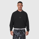 Black Tetra-Lite Blade Collar Zip Jacket worn by model, front view
