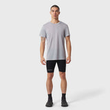Polartec® Delta Training Tee in slate grey worn with black shorts, front view on model