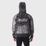 Weather-Ready Transparent Ripstop Shell Jacket in pixel camo, worn by model, back view