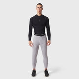 Black LYCRA® ADAPTIV baselayer longsleeve with grey leggings, front view on model
