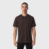 Dark Earth Polartec Delta polo worn by male model, front view