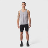 Polartec® Delta Singlet in slate grey worn by male model with black shorts, front view