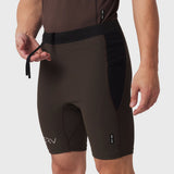 1170 Lycra® Ribbed Run Half-Tight in dark earth, worn by model, front side view