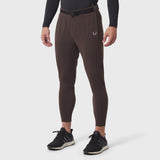 Hybrid Belt-Pack Run Jogger in dark earth worn by male model, front view