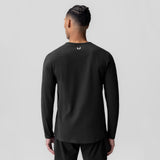 Black Creora® Cotton Modal Long Sleeve worn by model, back view