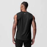 AeroSilver Cutoff Tank in black worn by model, back view