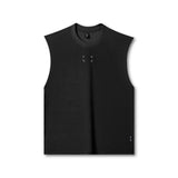 flatlay Towel Terry Cutoff sleeveless tank in black, front view