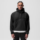 Black Weather-Ready Anorak Jacket worn by model, front view with white stripe detail