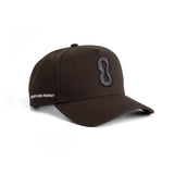 New Era 9Forty A-Frame Hat in Dark Earth with embroidered 8 logo, side view