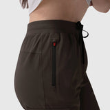 Tetra-Lite Cargo High Rib Jogger in Dark Earth, side view on model